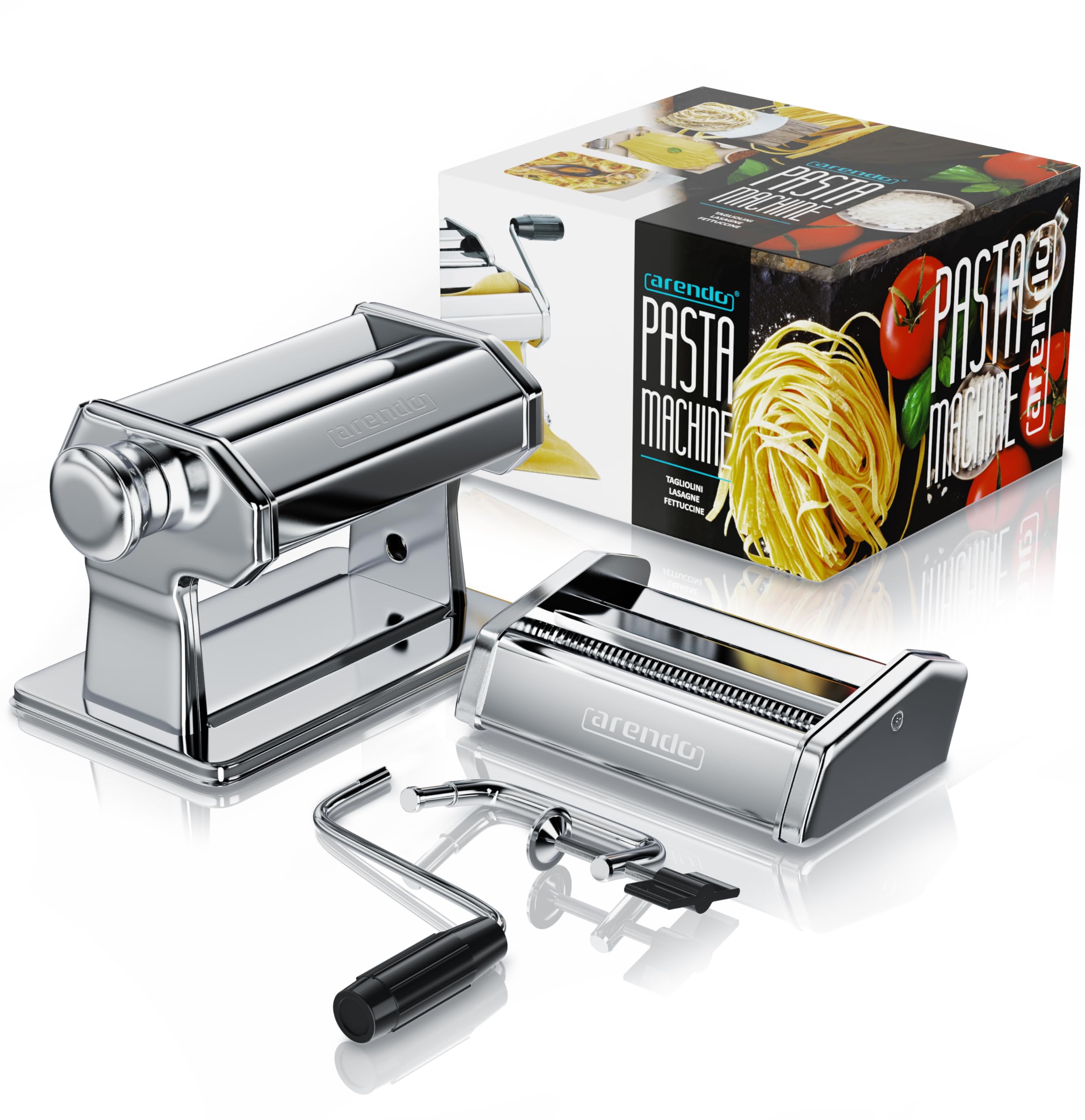 Macchina per la Pasta Acciaio INOX, Macchina Della Pasta Sfoglia, Pasta Maker, Pressa per pasta, Pasta Fresca Macchina per la pasta 7 Regolazioni, Lasagne Fettuccine Tagliolini Spaghetti Tagliatelle