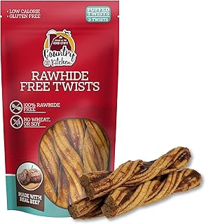 Country Kitchen Rawhide Free Twists Dog Chews, Made with Real Beef, 3 Count