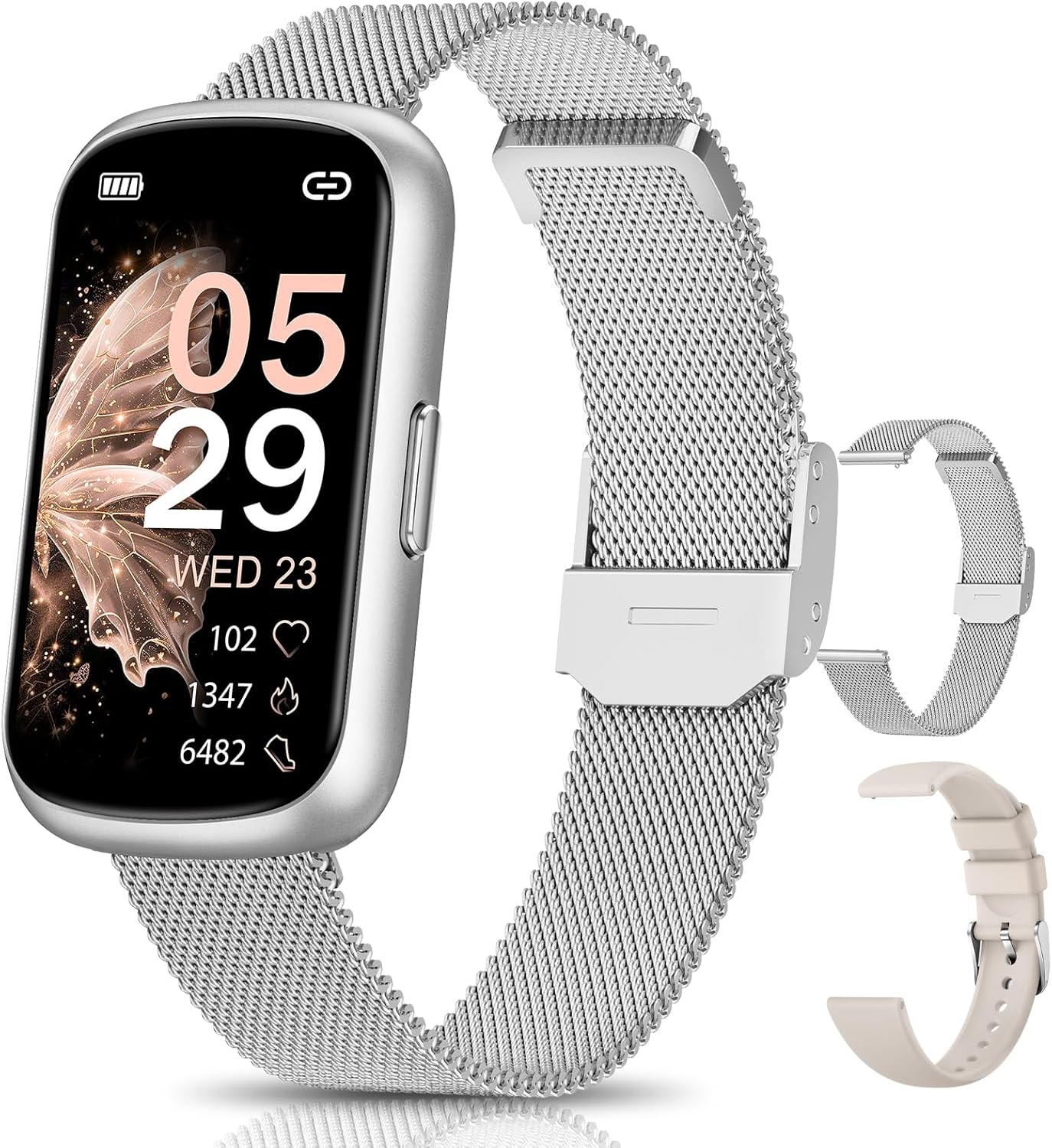 RUXINGX Fitness Tracker, Smart Watches for Women with Heart Rate/Sleep/Blood Oxygen Monitor, Fitness Watches for Women for Android/iOS Phones, IP68 Waterproof Watch (2 Bands)