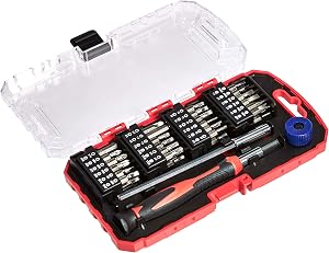 Amazon Basics 51-Piece Precision Screwdriver Bit Set, Micro Repair Tool Kit with Torx, Tri-Wing, Hex and Phillips Bits, Magnetic Case for Laptops, Smartphones, Watches and Small Electronics