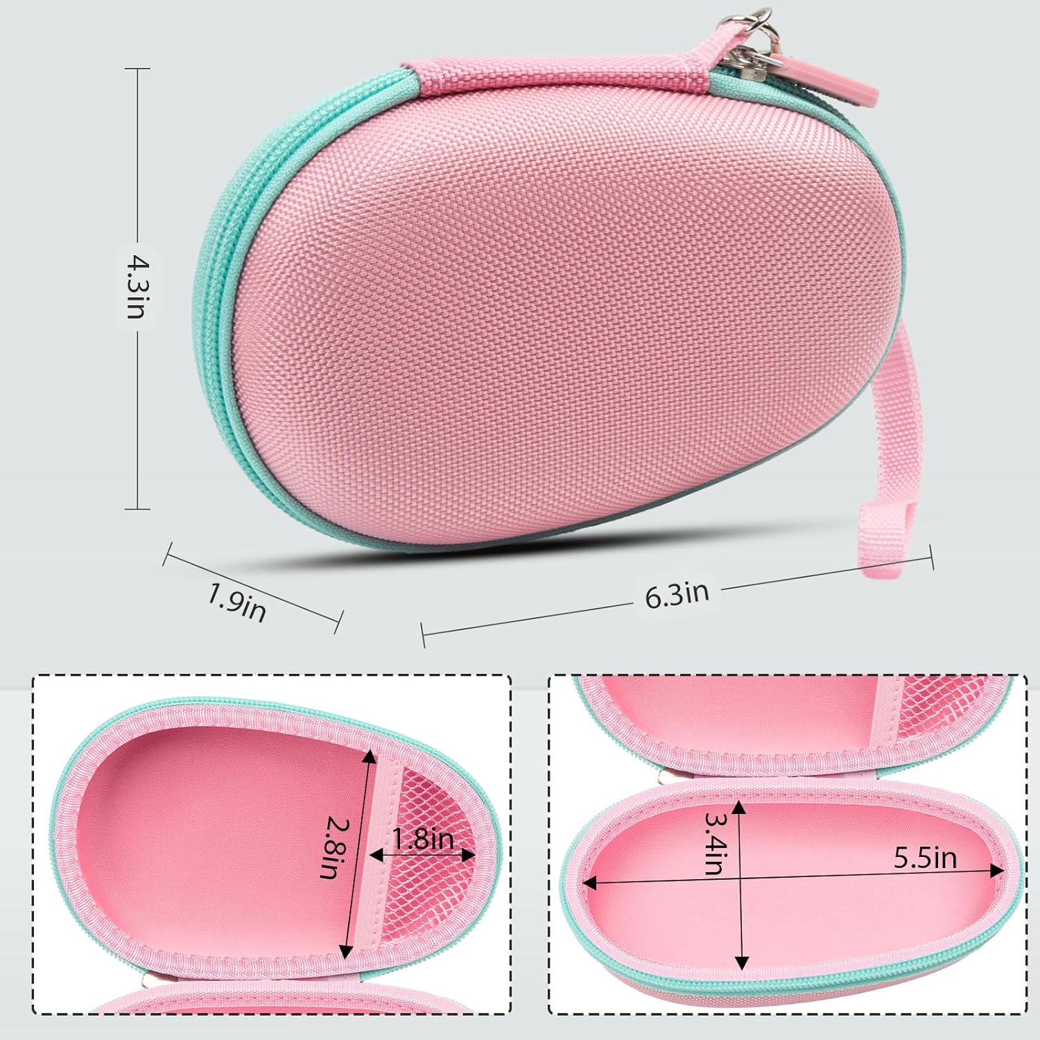 Protective Case Cover Bag for JBL Clip 5/4 Bluetooth Speaker, Portable Speakers Carrying Storage Organizer with Carabiner for Charger & Cable (Pink) - Image 4