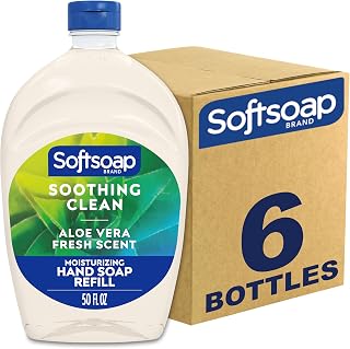 US05264A SOFTSOAP Liquid Hand Soap Refill, Soothing Aloe Vera, 50 Ounce Bottle, Bathroom Soap, Bulk Soap, Moisturizing Hand Soap, Premium Scented Hand Soap (Pack of 6) Packaging May Vary