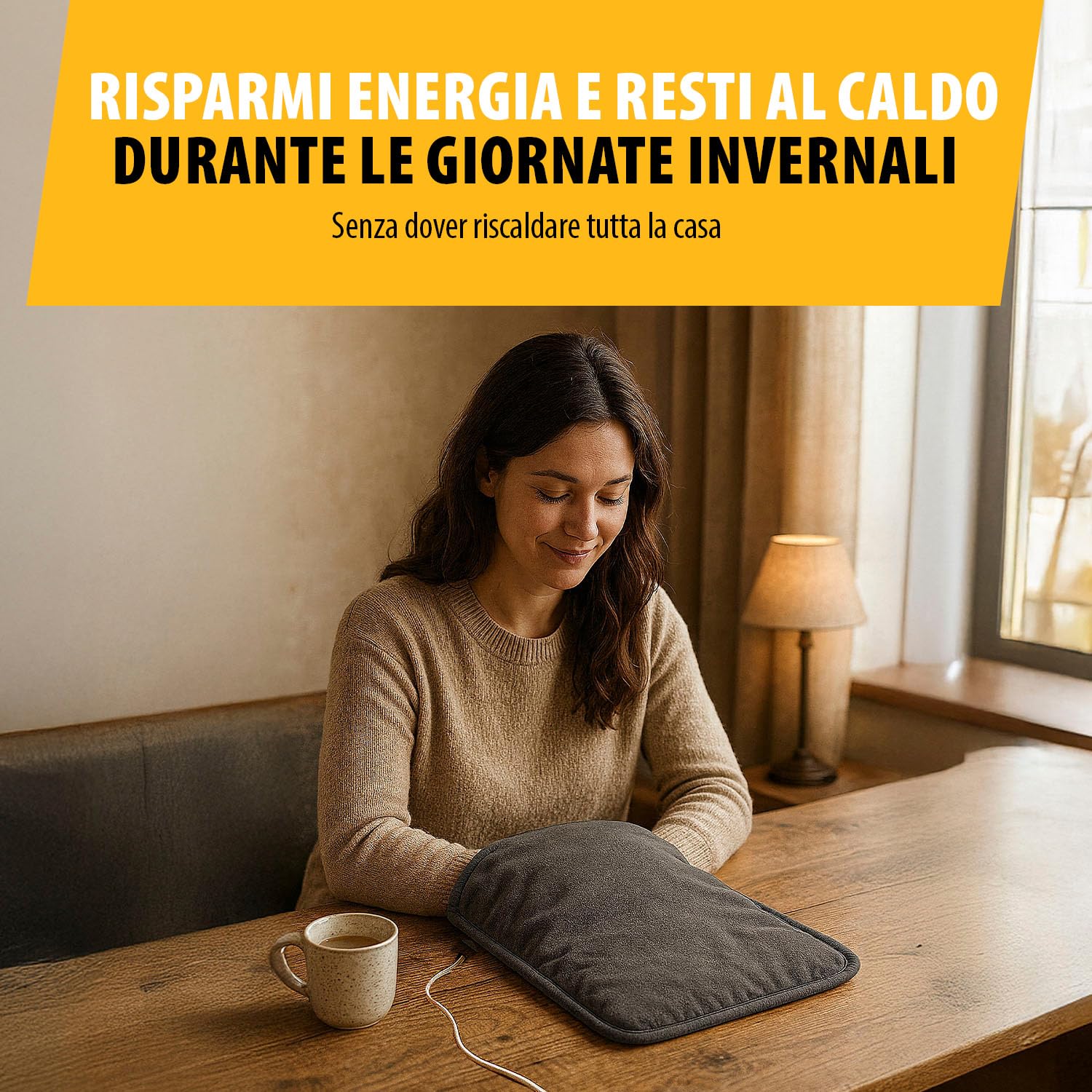 Tristar Scaldamani e Scaldapiedi Multifunzionale, Termocuscino 42x32 cm, 6 Livelli di Calore 40–65°C, Comando Digitale Removibile, Lavabile in Lavatrice, Spegnimento Automatico 90 Min, BW-4771