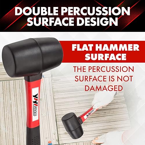 Vista 12 de YY-2-005 - Martillo tipo mazo de goma con mango de madera, 8 onzas, negro