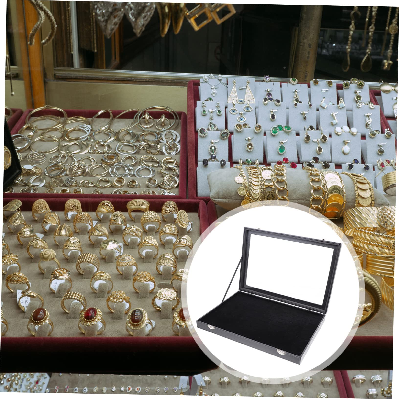 Caja Organizadora De Anillos Con 100 Ranuras Transparente, Estuche Portátil Para Exhibición De Anillos, Bandeja De Acrílico Negra, Para Joyerías y Ferias, Organizador Múltiple Con Tapa