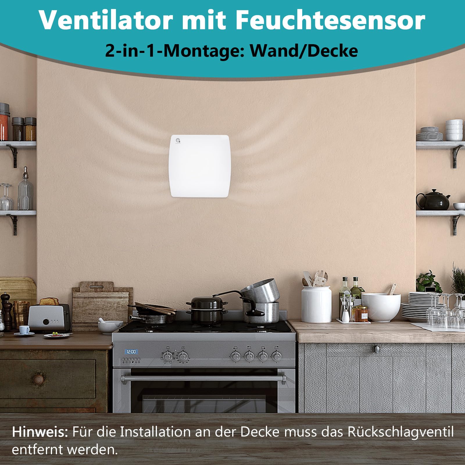 Ventilador de baño silencioso de 100 mm con válvula antirretorno y