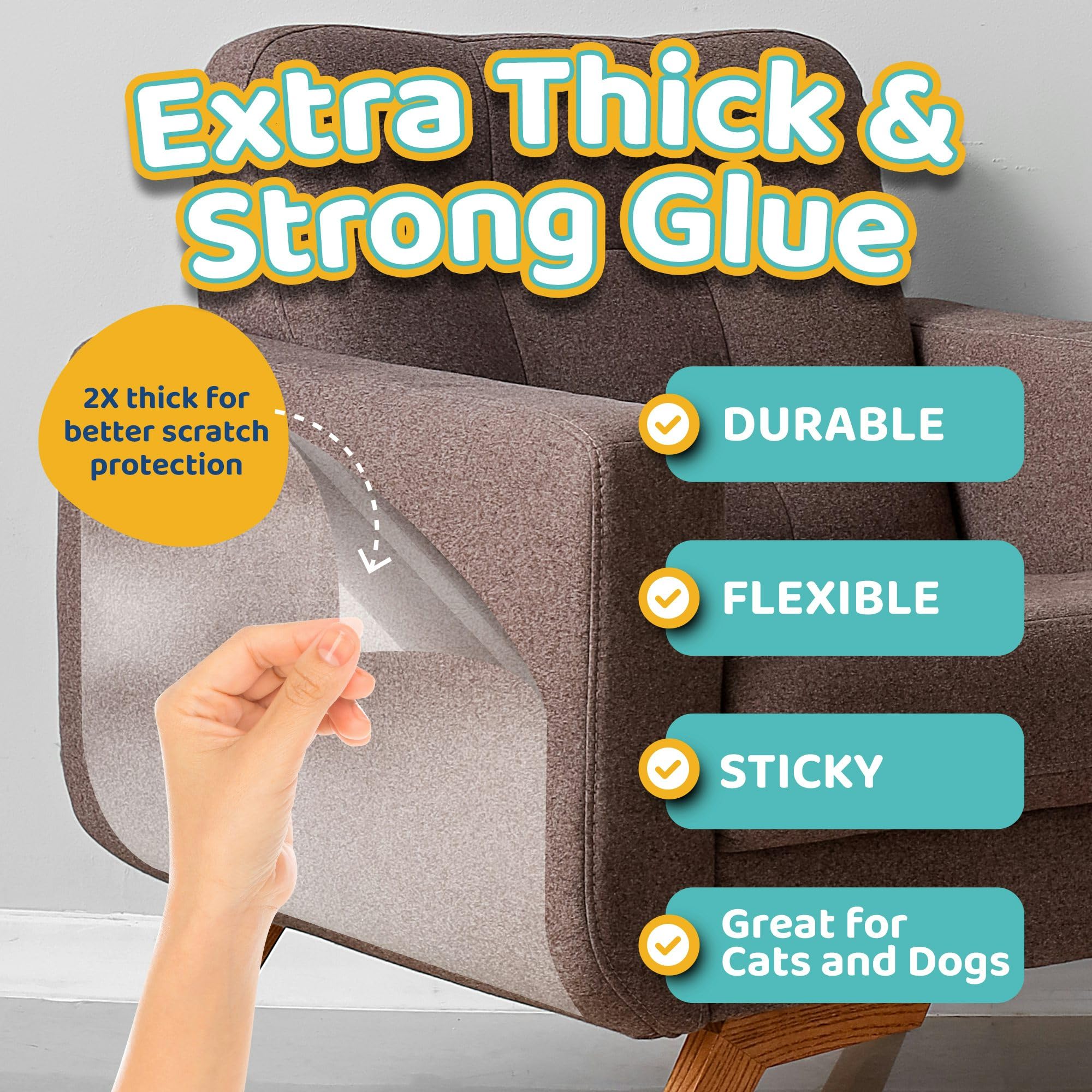 Mimi&Bubu [0.2 mm extra grueso sin BPA] Protector de muebles antiarañazos, protector de sofá adhesivo de una sola cara para gatos y perros, protector de esquina de sofá contra garras, cinta disuasoria
