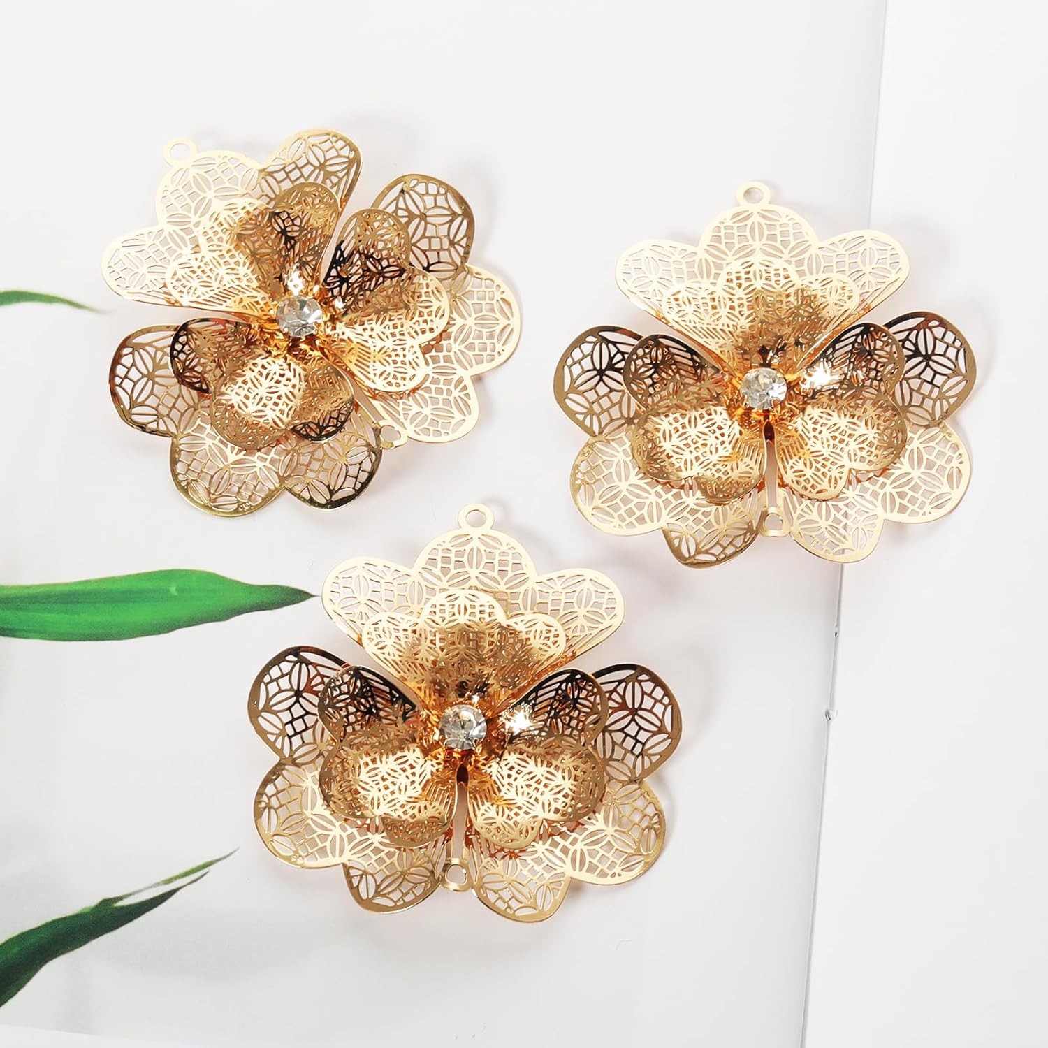 10pcs Hanging Suncatchers Parts Gold Metal Flower Window Pendant DIY Part Ornament DIY Part Home Decor - Image 4