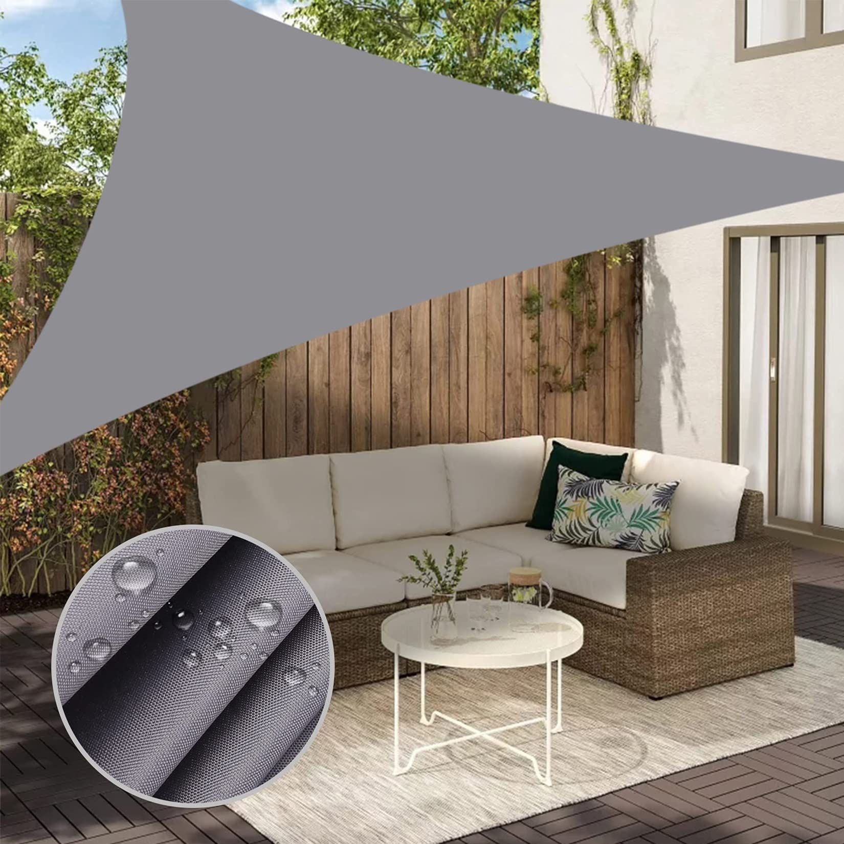 KUAW Dreieck Sonnensegel  2,2x2,2x2,2 M, 95% UV-Schutz, Wasserabweisend,  Fr Garten & Terrasse