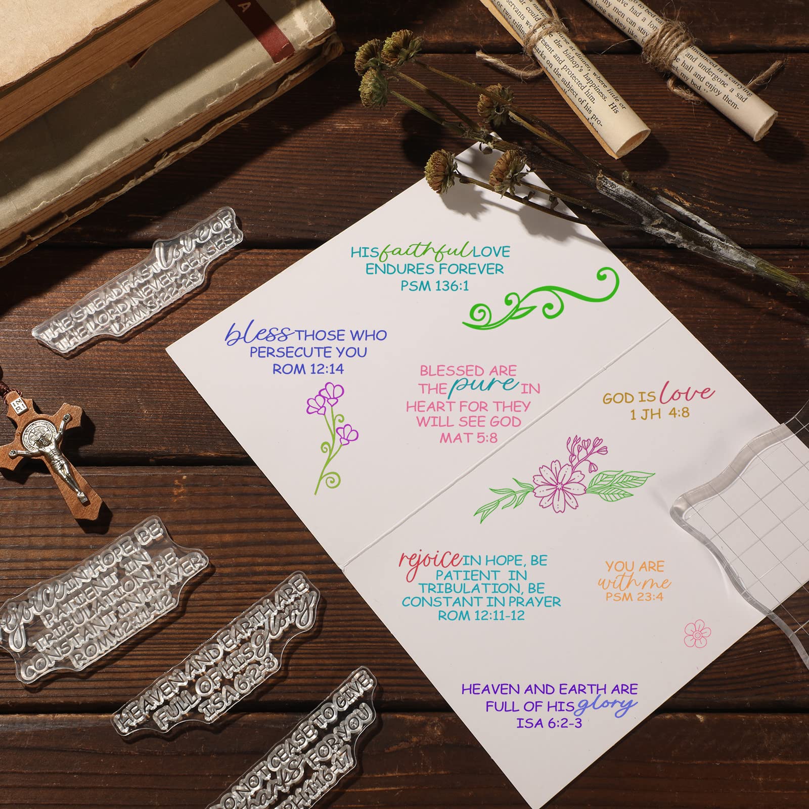 4 Sheets Bible Verse Clear Stamps Set Christian