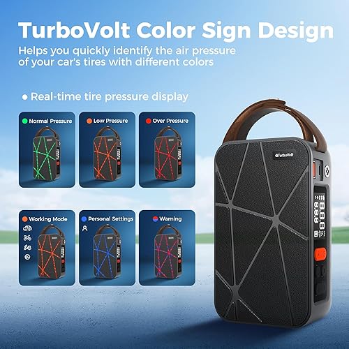 Miniatura 8 de Compresor de aire portátil para inflado de neumáticos, bomba de 150 PSI para inflado rápido de neumáticos, inflador inalámbrico de neumáticos de