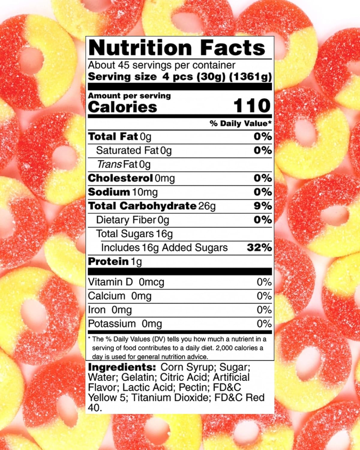 Gummy Peach Rings - Fresh, Soft, and Chewy Sugar Dusted Gourmet Peach Rings Candy Bulk (3 Pound)