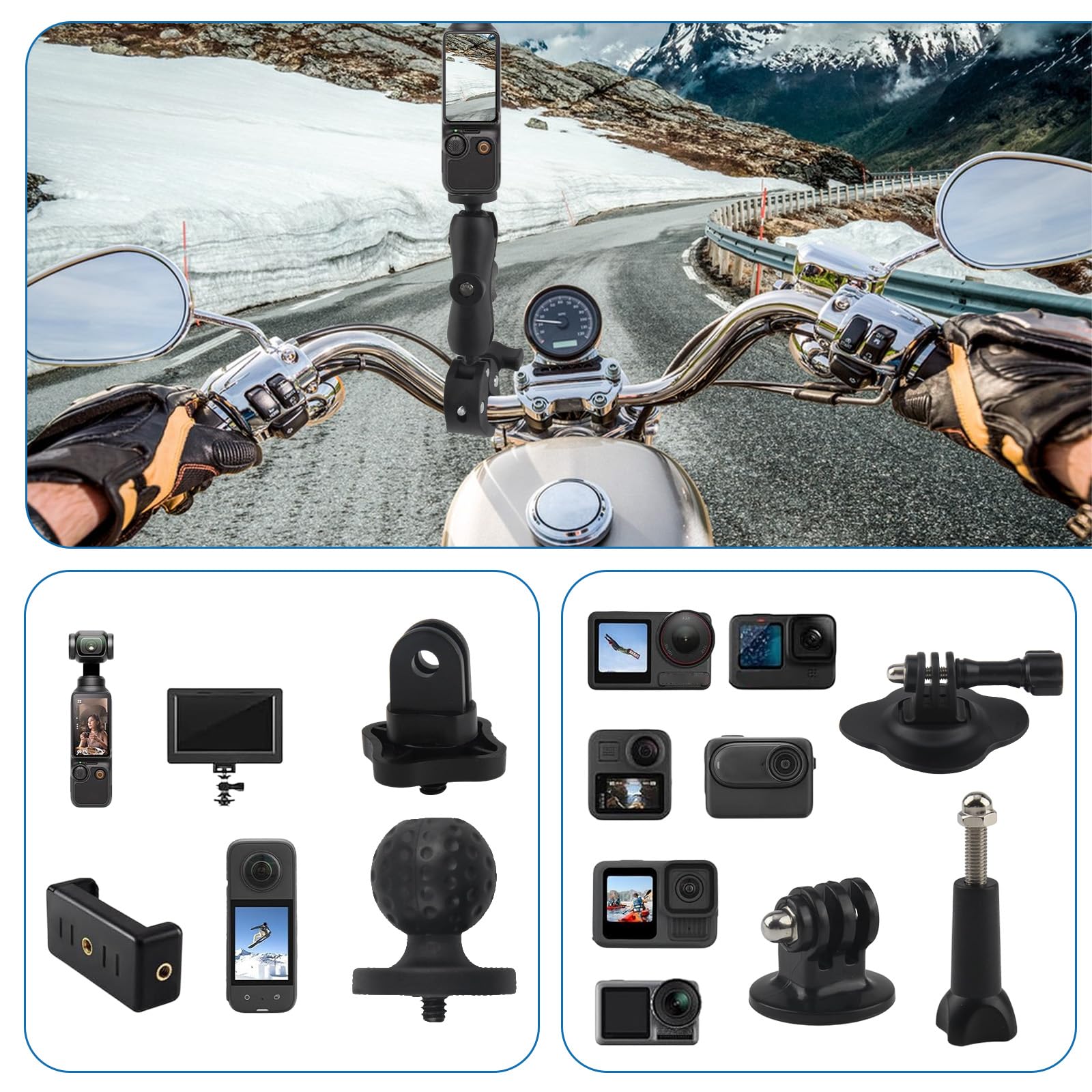 Motorrad Halterung für Insta360 X5 X4 X3 Fahrradlenker Montageset