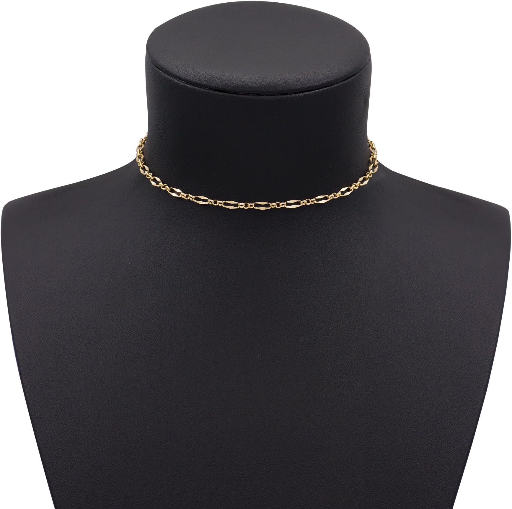 Boosic Minimal Halo and Lace Chain Choker Necklace for Women, Golden