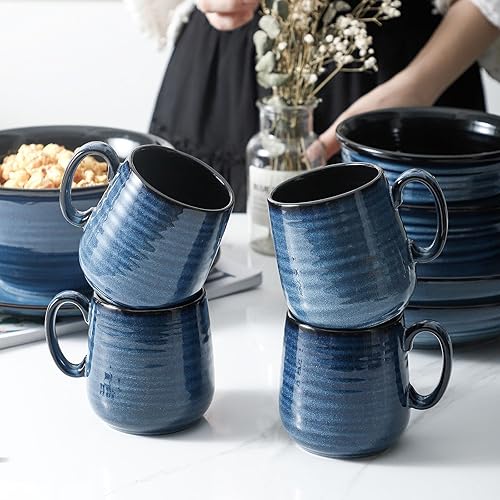 Miniatura 7 de HASENSE Tazas pequeñas de café de 8 oz, juego de 4 tazas de capuchino de cerámica, taza de café expreso con asa para café con leche, té, leche y