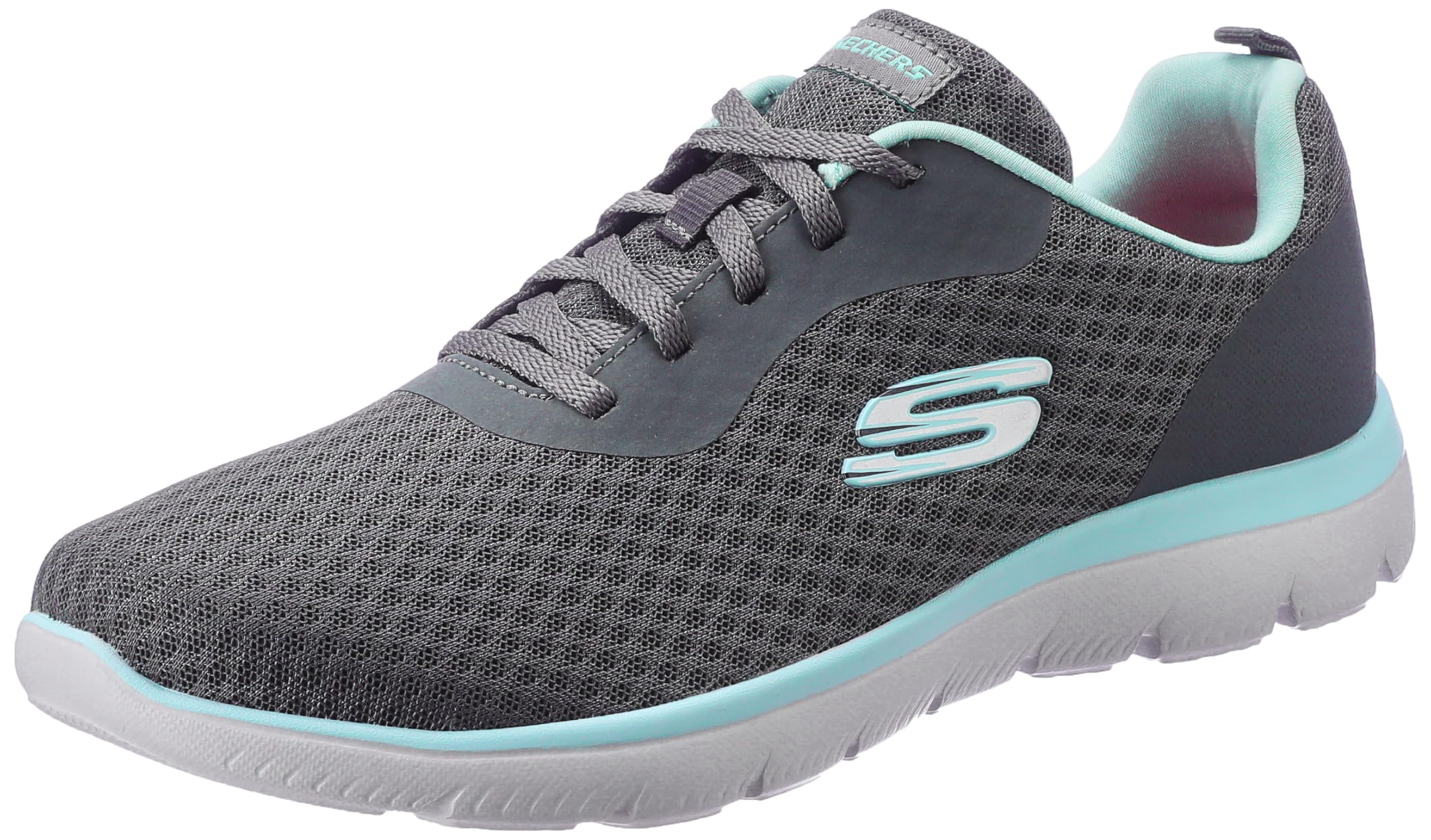 Skechers Womens Summits Lace Up Sneaker CHARCOAL/AQUA - Image 1