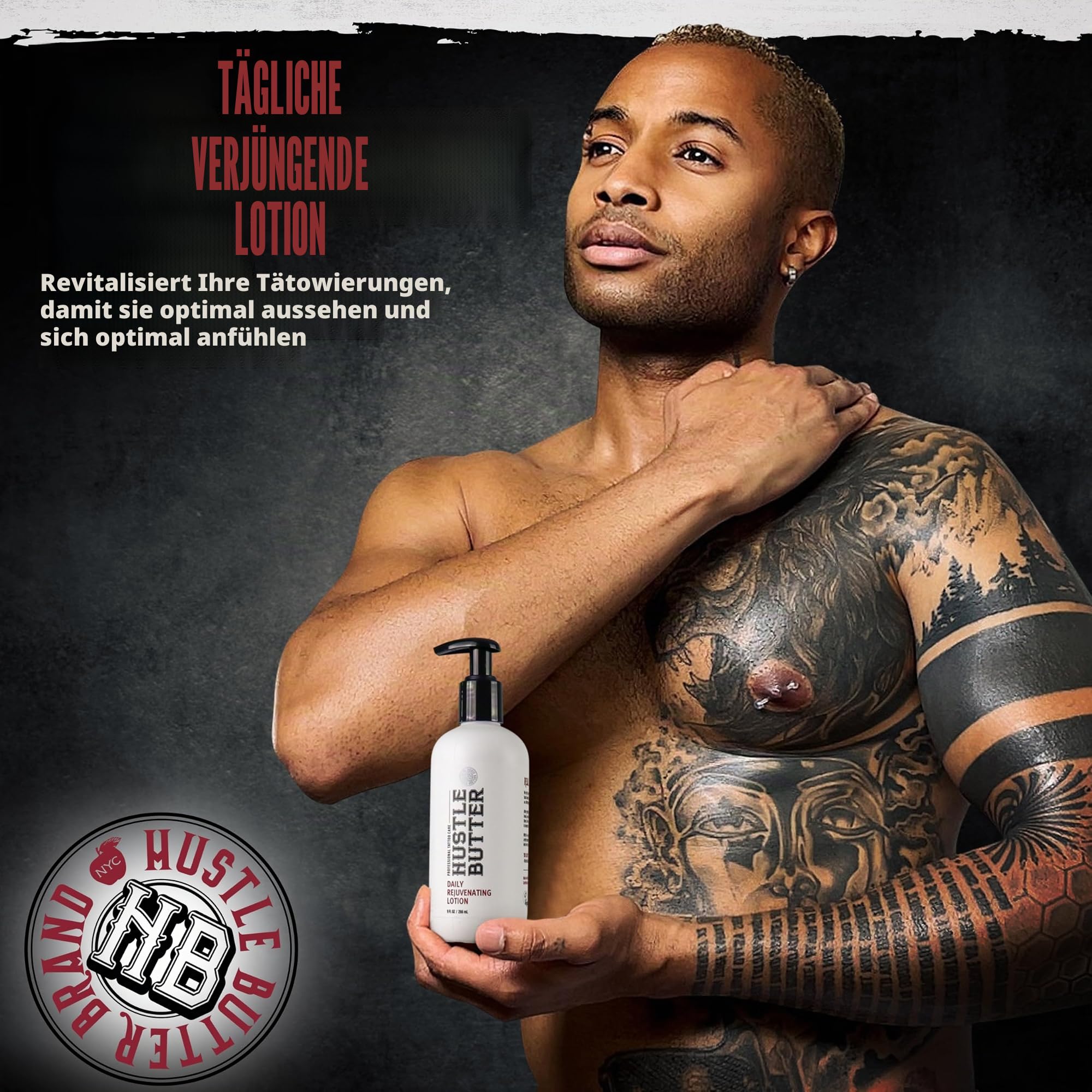 Hustle Butter Tattoo Nacare - Tägliche Tattoo-Lotion - Natürlich abgeleitet Vegan Cruelty Free - Täglich Überall Verwenden und Hydratisierte Tattoos - 255 g
