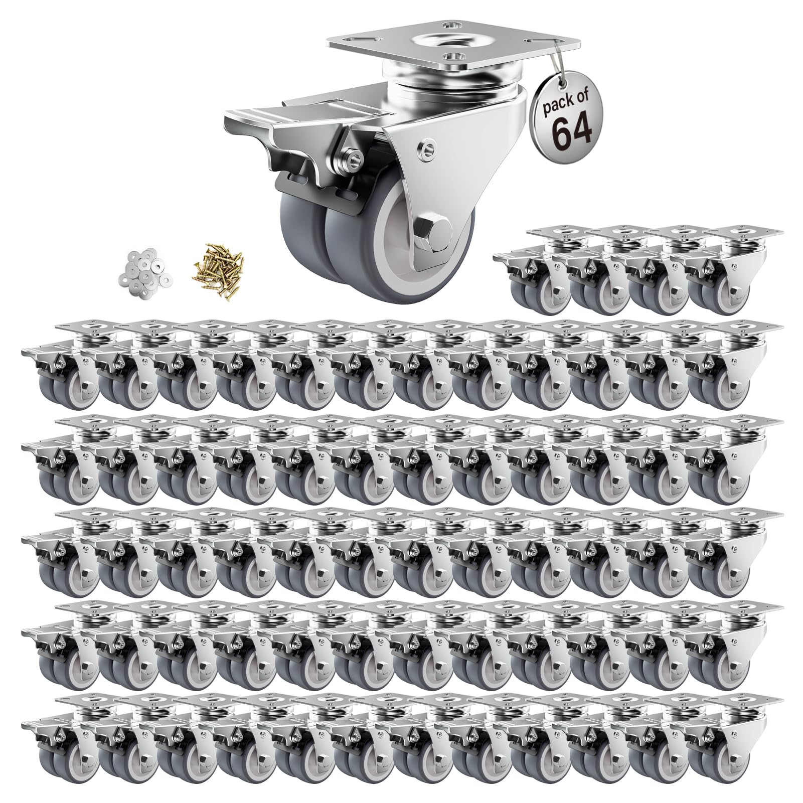Heavy Duty Caster Wheels with Brake - 2 Inch -20
