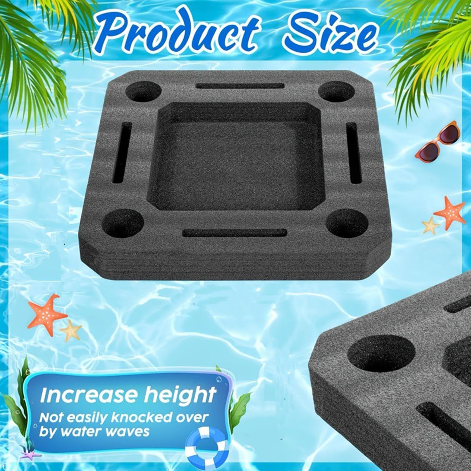 Plateau Flottant Piscine et Spa, Porte-Gobelet Flottant en Mousse 50x50cm