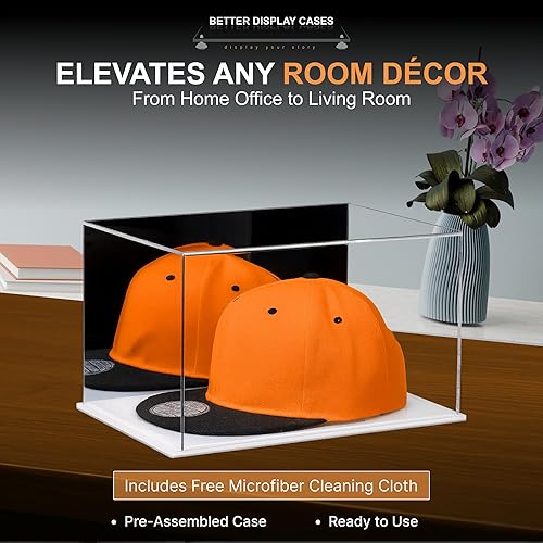 Vista 339 de Better Display Cases Versátil vitrina de acrílico transparente - Caja rectangular grande con base blanca 18" x 12" x 3" (BK09)