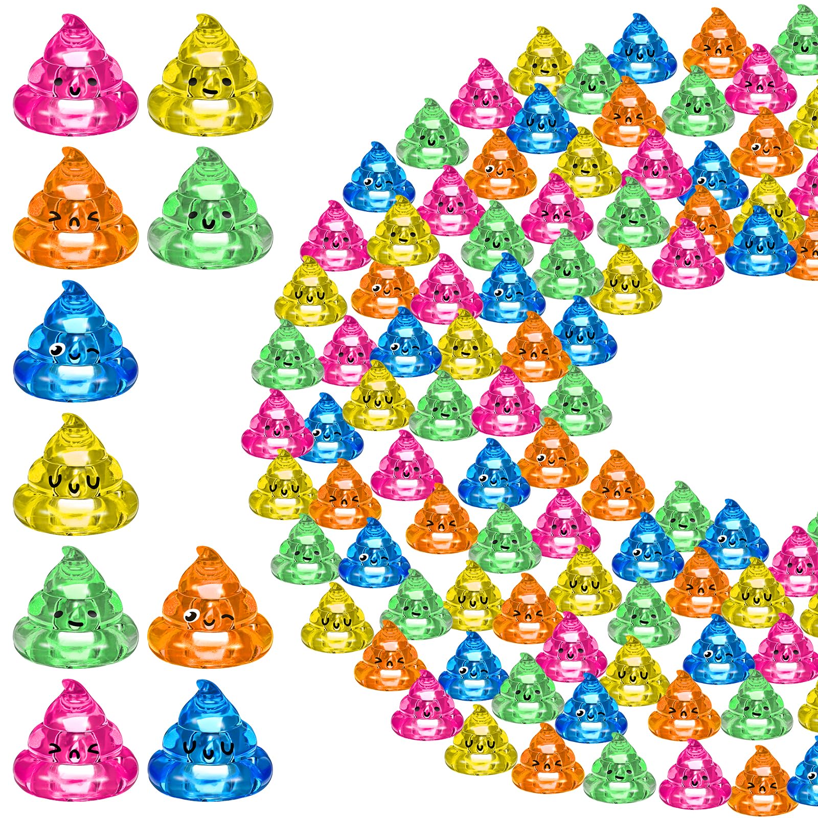 Briwooody 200 Pcs Unicorn Party Favors Mini Poop Figurines Bulk Tiny Resin Fake Poop Toys Party Supplies for Coworkers Staff Gifts Prank Hide Seek Goodie Bags Vending Machines