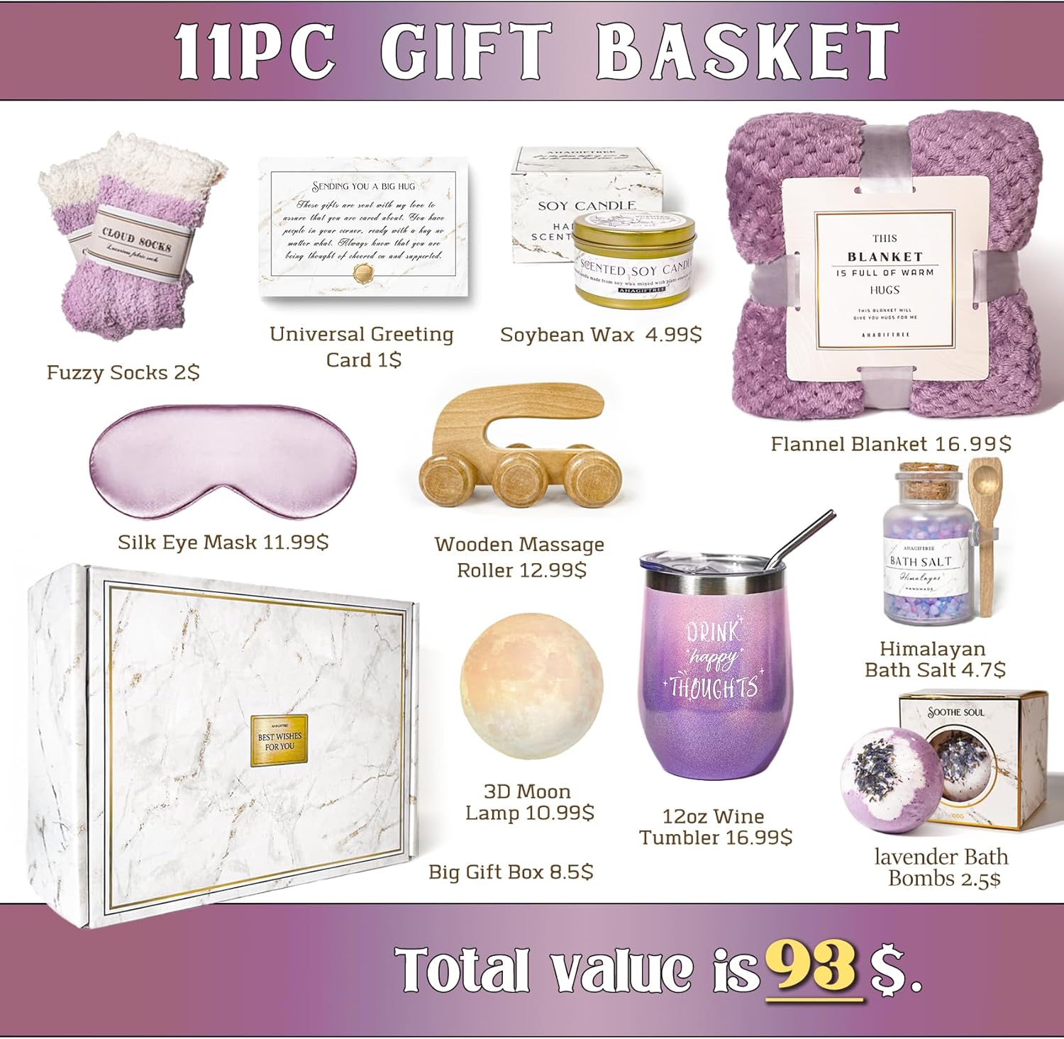 Gift Baskets for Women,11PC Birthday Gifts,Think of You,Thankyou,self Care,Care Package,Relaxation,new Beginnings Gifts for Women,Friend,mom,Sister - Image 3