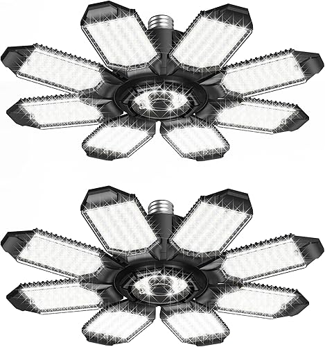 Luces LED de garaje - 250W, 6500K, 25000LM Deformable LED Garage, luces de tienda para garaje, sótano, granero, luz alta de la bahía