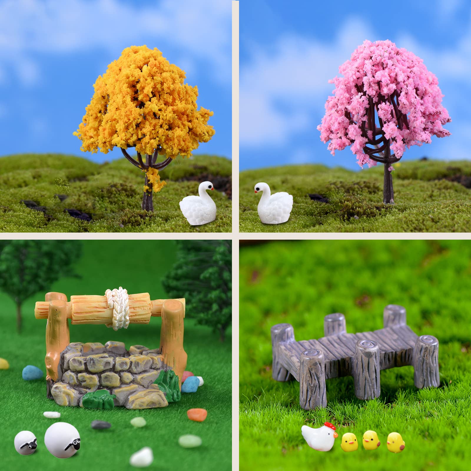 MEETYAMOR Feengarten-Zubehör – 6-teiliges Set Mit Pilzhaus & Mini-Tieren Aus Kunstharz