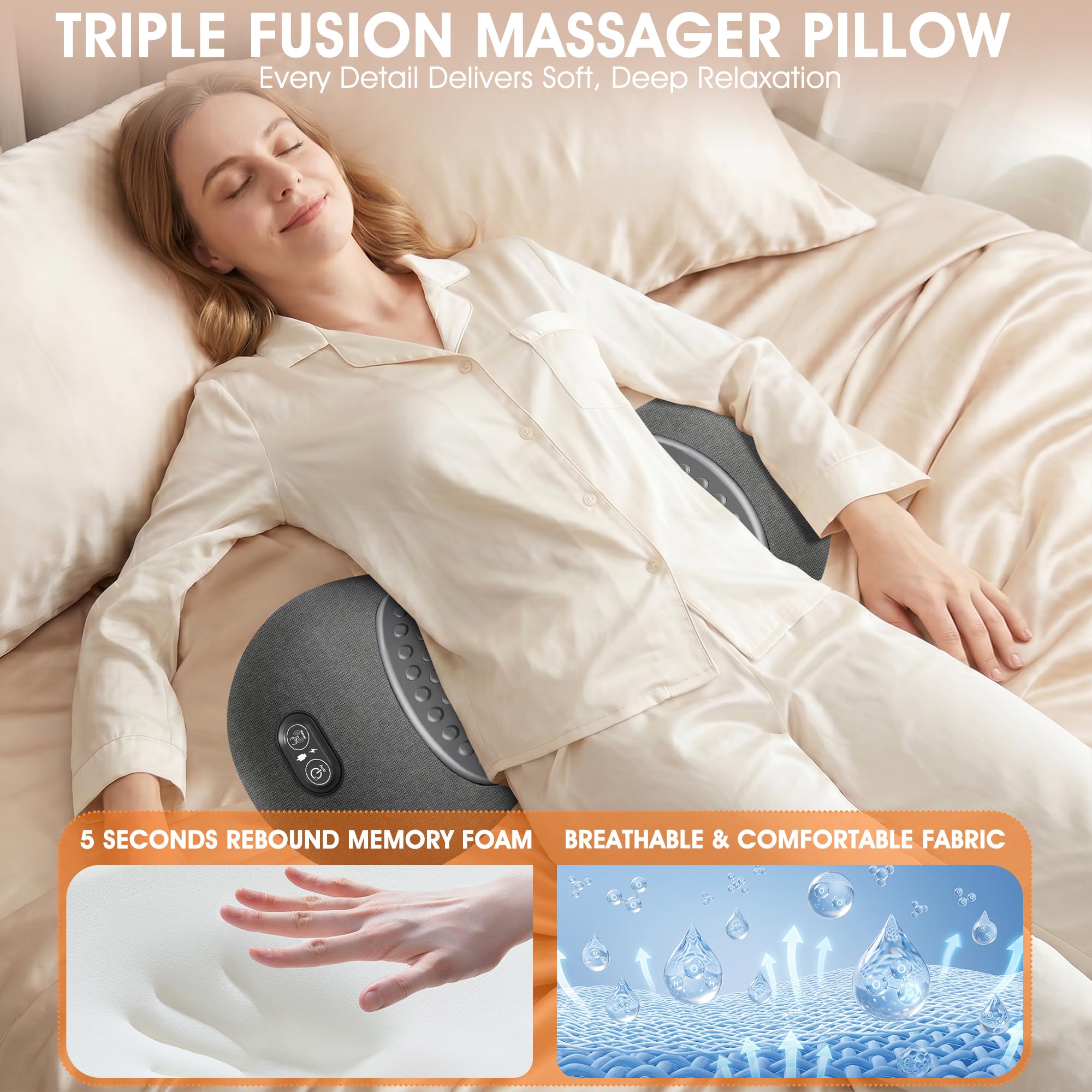 Luxfero Massaggiatore Lombare 3 in 1,Cuscino Massaggiante Elettrico