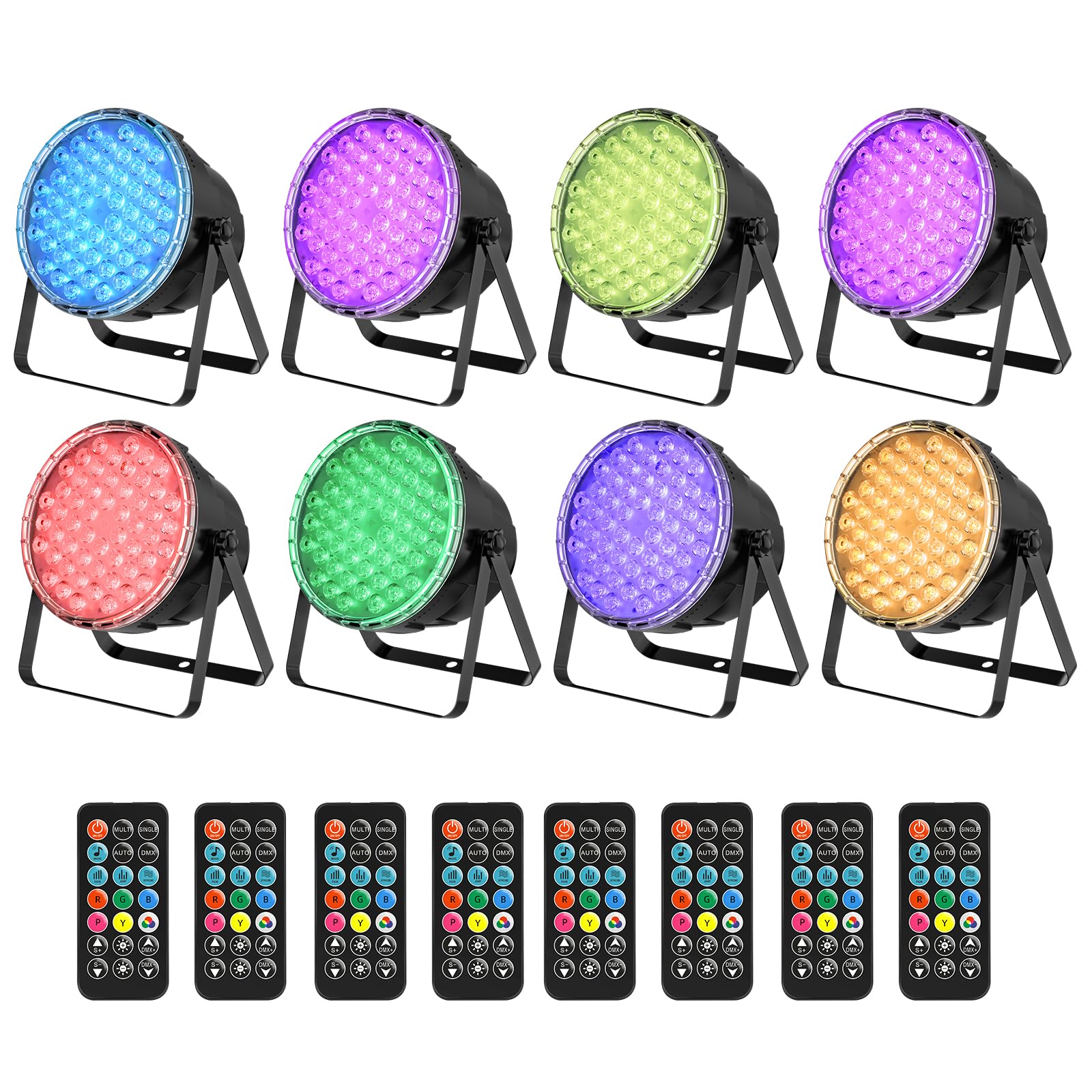 Betopper 54x3W RGB LED Stage Par Lights with Remote Control, 8 Pack
