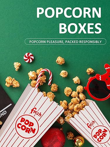 Miniatura 4 de Eupako Popcorn Boxes 100 Pack 7.75 Inch Open-Top Paper Popcorn Box Great for Movie Night or Movie Party Theme, Theater Themed Decorations or