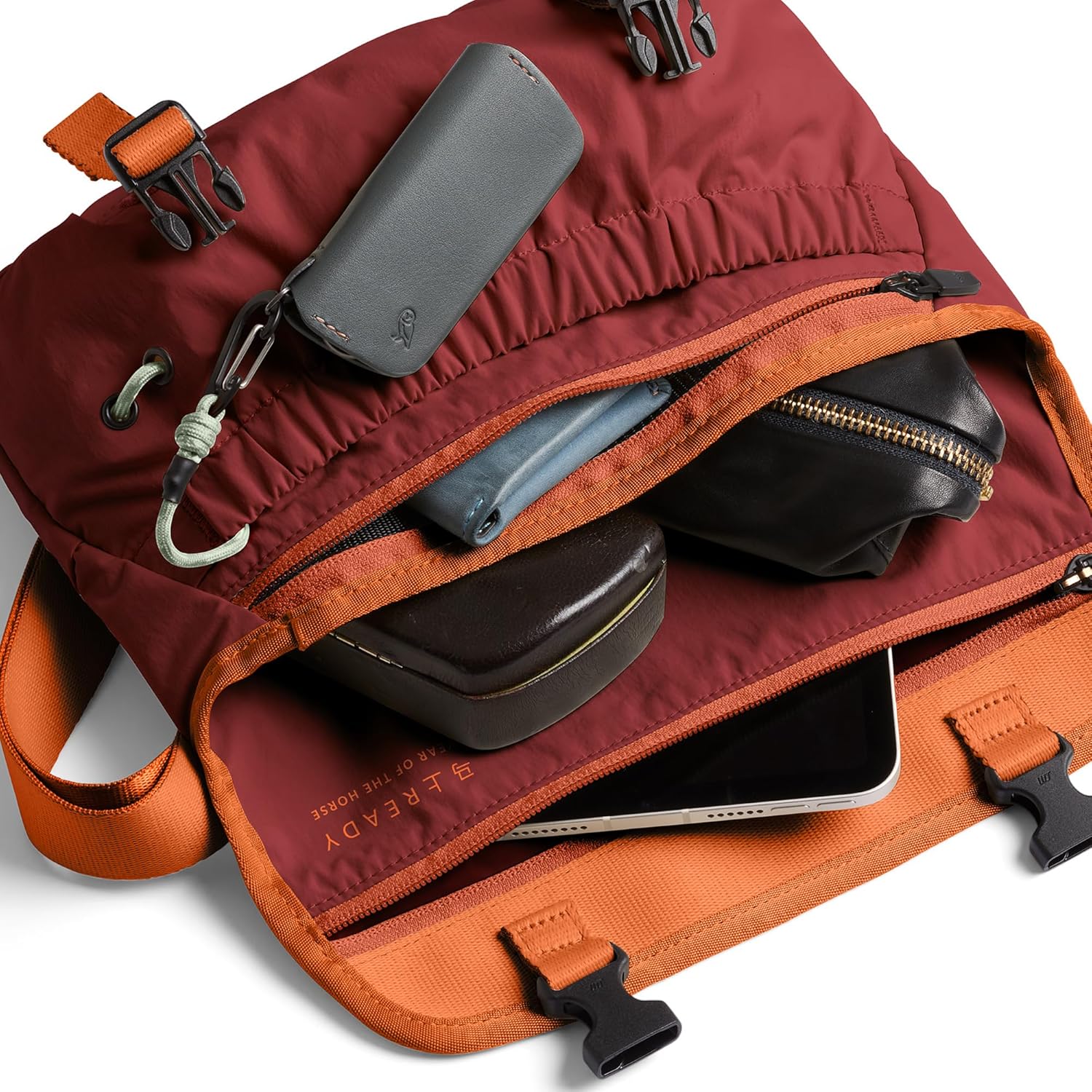 Bellroy Cinch Mini Messenger (6 liter lightweight, compact shoulder bag, water-resistant fabric, effortless organization) - Crimson