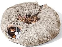 Vista 10 de Túnel para gatos con cama de gato para gatos de interior, suave de peluche de Peekaboo debajo del árbol de Navidad, cueva para gatos