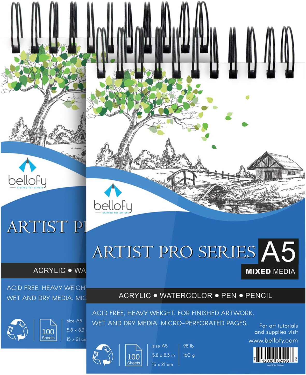 Bellofy 200 Sheet Sketchbook Mixed Media 5.8 x 8.3 in