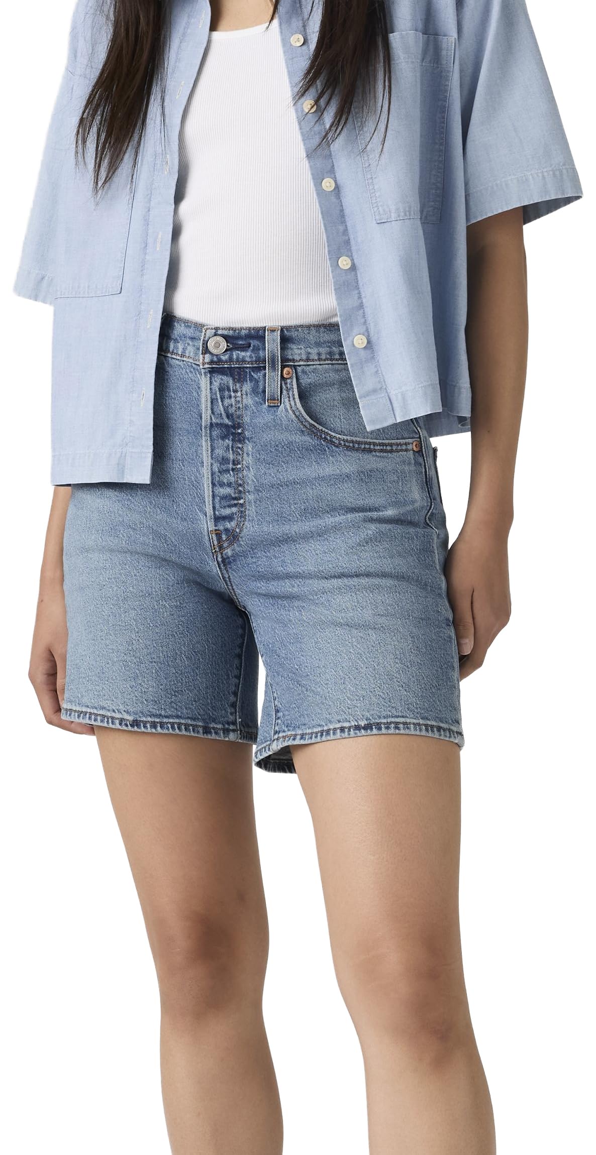 Levi's 501 Mid Thigh Shorts, Blue, Size 28, Women