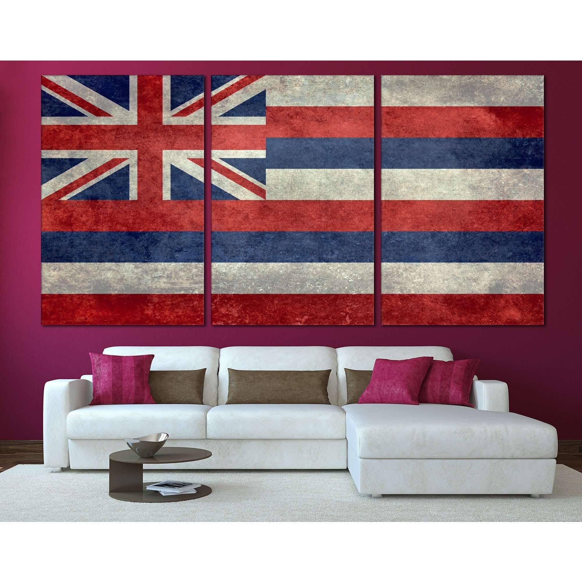 Drapeau Hawaï toile 3 panneaux ZELLART grand format 200x100 cm