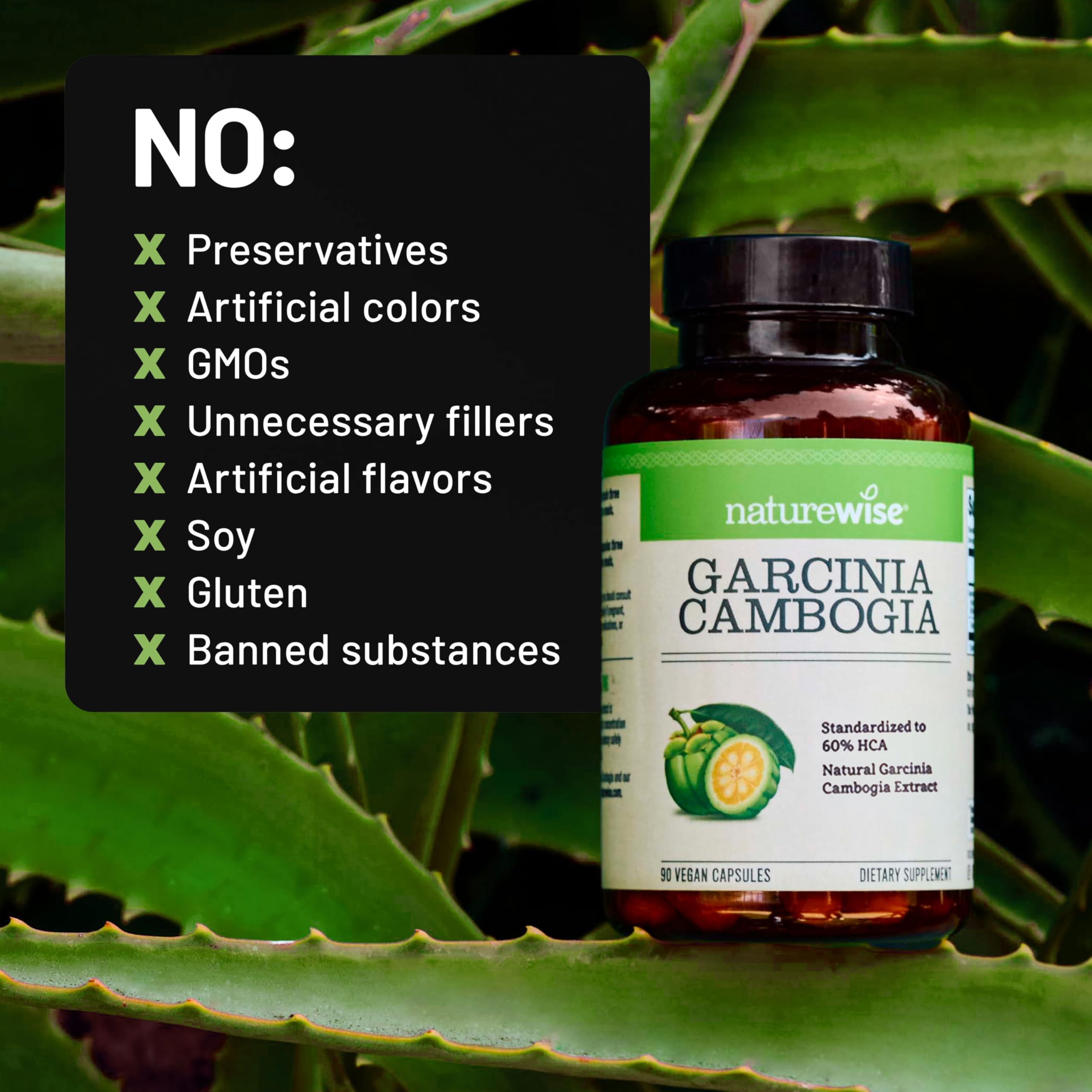 Naturewise Garcinia Cambogia - 60% HCA Concentration Extract, Natural Support for Weight Goals and Energy Levels - Vegan, Non-GMO, Gluten Free - 90 Capsules[1-3 Month Supply] — Amazon image 8