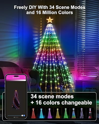 Miniatura 2 de Luces LED inteligentes de árbol de Navidad, 7.5 pies, 295 luces LED de sincronización de música con aplicación remota y patrón, control local y