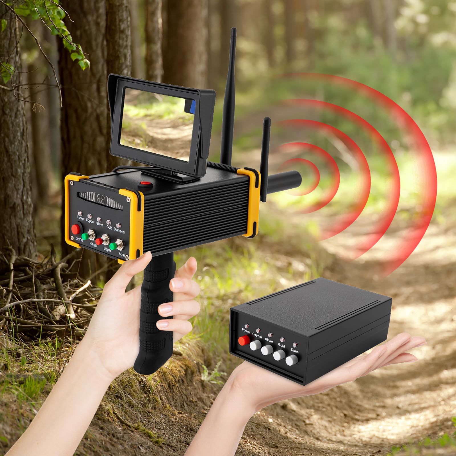 Underground Metal Detector, Gold Finder with HD Screen Professional Metal Scanner 3248 ft. Detection Range 52.5 ft. Depth of Detection for Gold, Silver, Copper