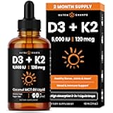 NutraChamps Vitamin D3 K2 Drops, Liquid Vitamin D3 5000 IU & K2 D3 with MK7, Vitamin D Drops for Kids, Bones, Heart & Immune Health, Liquid Vitamin D in MCT Oil for Better Absorption