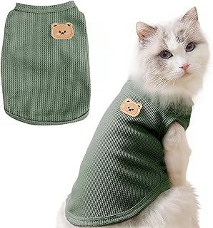 Waffle Knit Cat & Dog T Shirt for Small Dogs, Stretchable Puppy Shirt for Sphynx Cats & Small Breeds, Pet Clothes