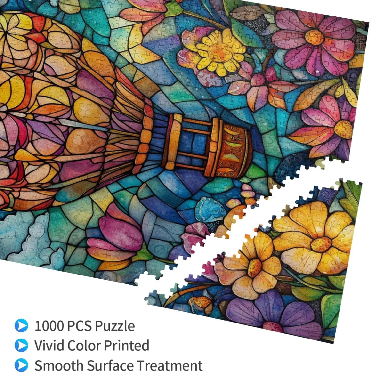 Fleur Puzzle Montgolfière 3000 Pièces Adultes,DIY Puzzles Classiques Art avec Boîte d'emballage et Photos de Référence,Relaxation/Soulagement du Stress/Jeux Amusants,Creatif Cadeau pour Femme M-1810