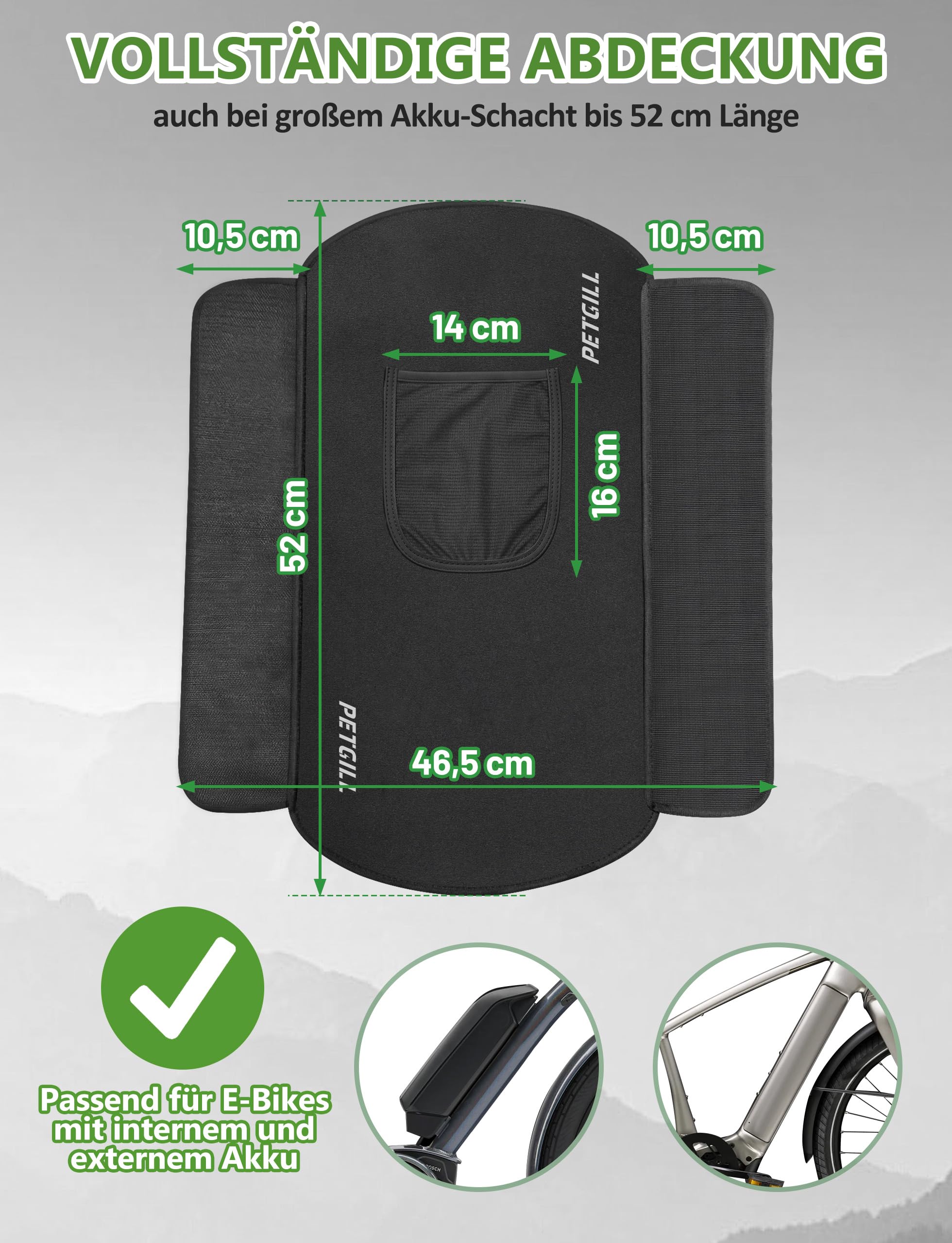 Set di 3 protezioni per il trasporto della bicicletta elettrica, per batteria, motore e manubrio, protezione elettronica, protegge da pioggia, spruzzi d'acqua e sporco, per tutti i veicoli