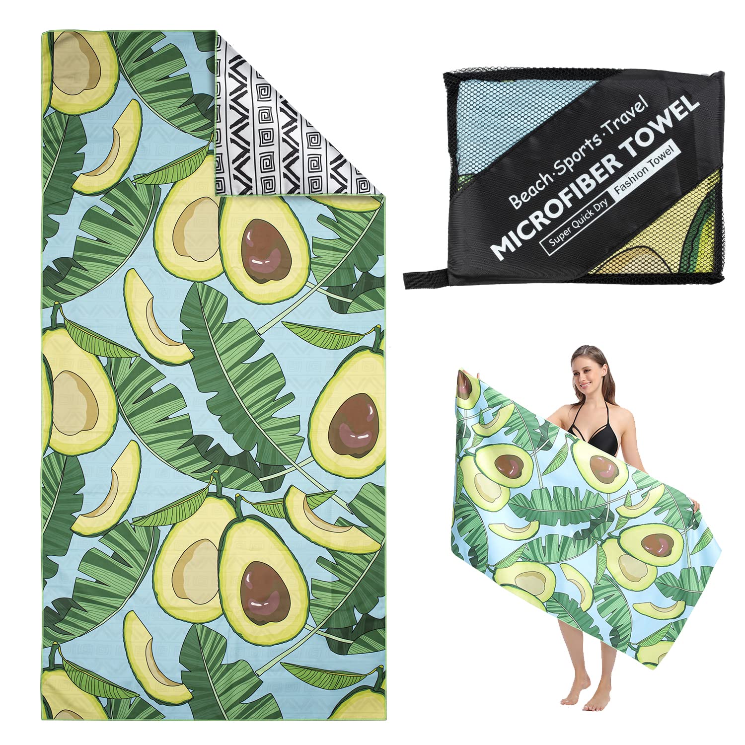 MEQUER Microfibre Beach Towel, Beach Towels for Adults 71"x32"Extra Large Quick Dry Sand Free Beach Towel