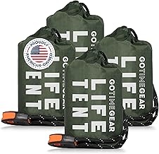 Go Time Gear Survival Life Tent • 2 Person Mylar Emergency Shelter Tube Tent + Paracord • All-Weather Protection for Camping, Hiking, & Survival Kits • Includes Emergency Whistle