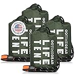 Go Time Gear Emergency Survival Tent Shelter - Reflective Mylar Winter Camping Shelter, Ultralight Bivy Tent for Hiking & Go Bag, Whistle & Survival Tools, 2-Person, Pack of 4, Green