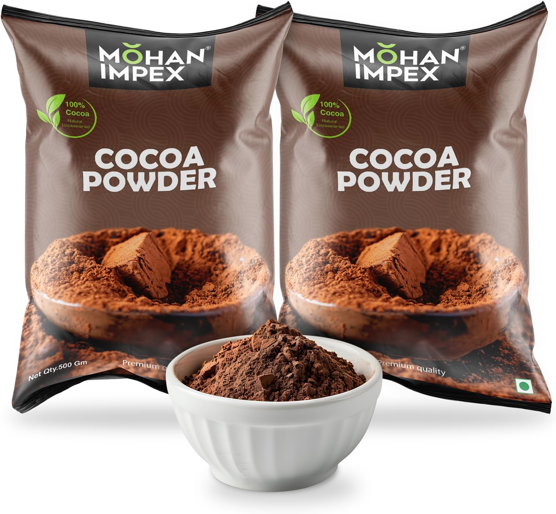 Mohan Impex 500 g Cocoa Powder For Drinking and Baking (pack of 2) |2 x 500gm| [HoReCa Pack]