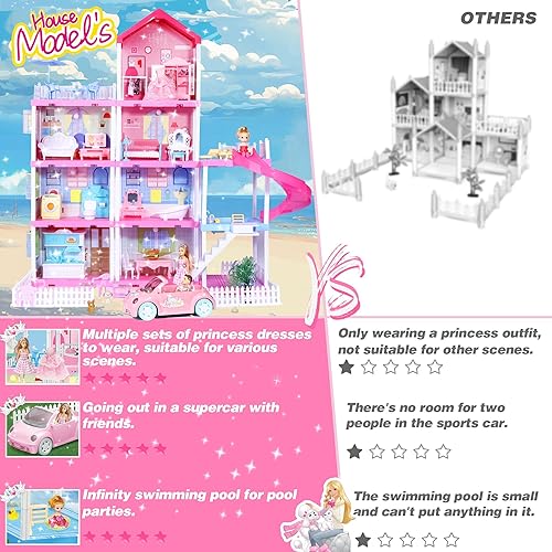 Miniatura 2 de Casa de muñecas, muebles de casa de muñecas de ensueño, juguetes de niña rosa