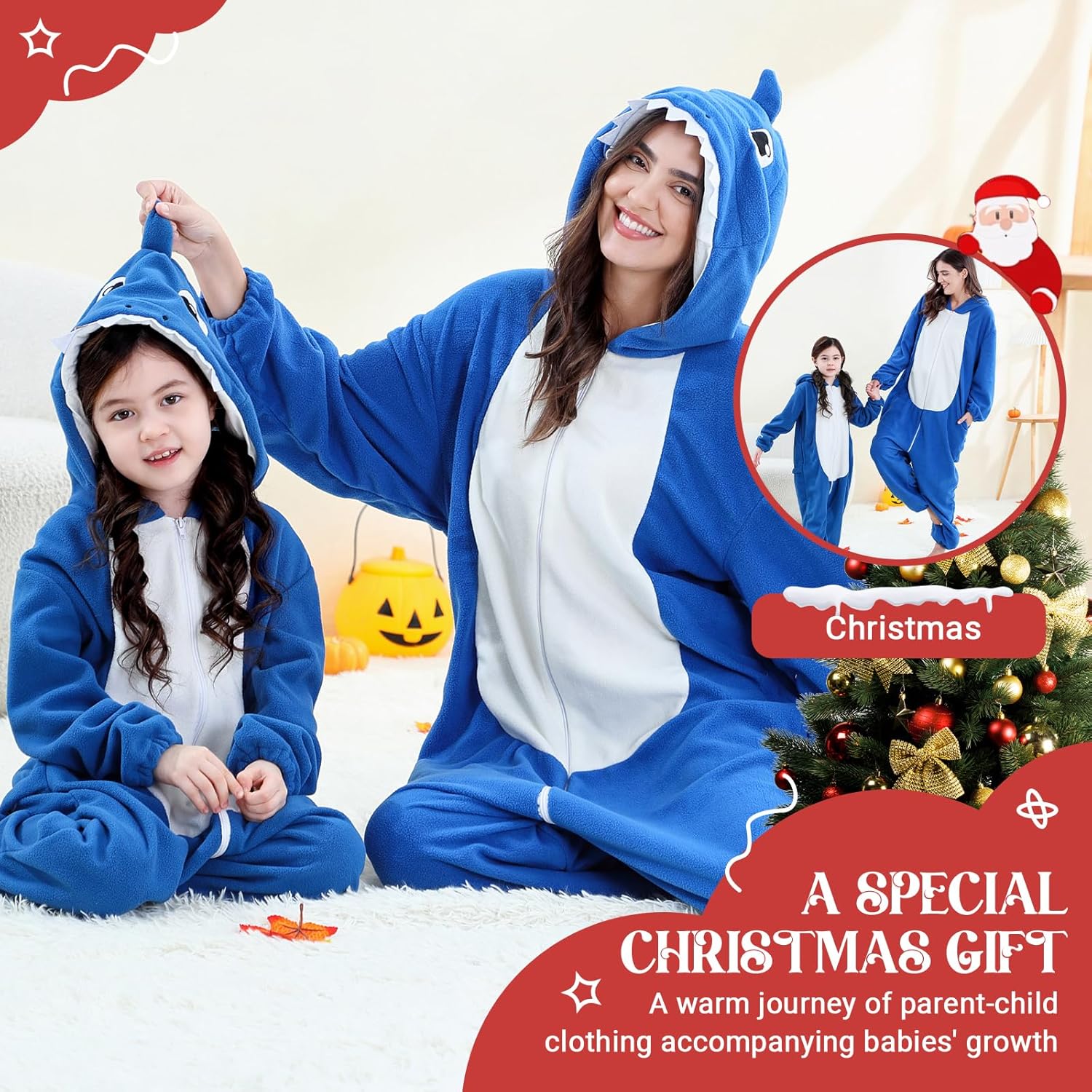 MICHLEY Unisex Halloween Animal Cosplay Costume, Zipper Hooded One Piece Pajamas for Men and Women