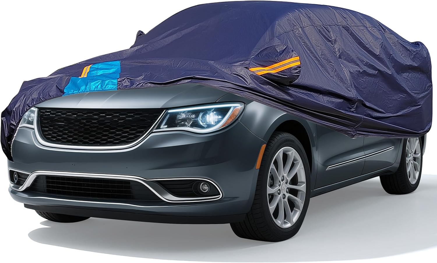 Car Cover Waterproof All Weather, 6 Layers Outdoor Full Exterior Cover Rain Sun UV Snowproof Protection with Zipper Cotton, Mirror Pocket for Chrysler Voyager